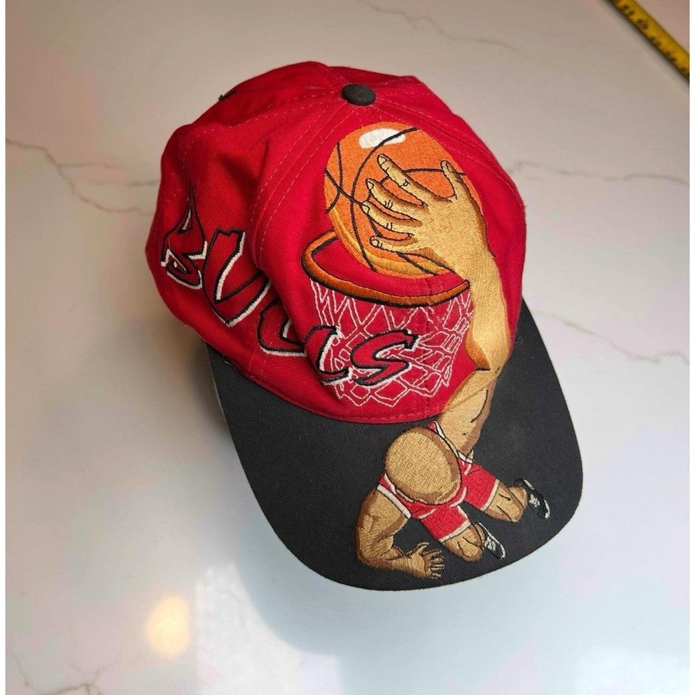 Chicago Bulls Snapback Drew Pearson Slam Dunk Embroidery Red Black Vintage NBA